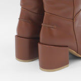 Cleo knee-high block heel boots in brown leather women's shoes