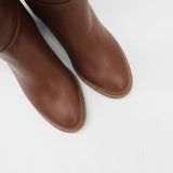 Cleo knee-high block heel boots in brown leather women's shoes