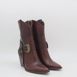Rodeo western boots in brown mahogany leather womens shoes