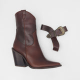 Rodeo western boots in brown mahogany leather womens shoes