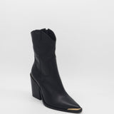 Coachella western cowboy boots in black leather womens shoes