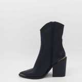 Coachella western cowboy boots in black leather womens shoes