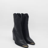 Coachella western cowboy boots in black leather womens shoes