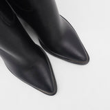 Coachella western cowboy boots in black leather womens shoes