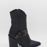 Rodeo western boots in black leather womens shoes