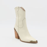 Coachella western cowboy boots in off white leather womens shoes