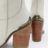 Coachella western cowboy boots in off white leather womens shoes