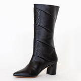 Elea heeled boots in black leather womens shoes
