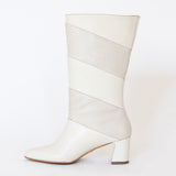 Elea heeled boots in off white leather womens shoes