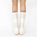 Elea heeled boots in off white leather womens shoes