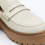 Elodie platform loafers in off white leather womens shoes