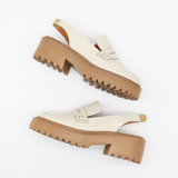 Elodie platform loafers in off white leather womens shoes