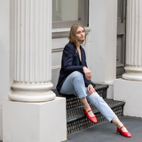 Stivali Eterna mary jane ballet flat in red leather womens shoes