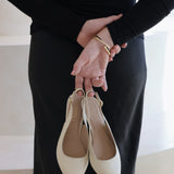 Stivali Lusso slingback kitten heel in ivory leather women's shoes