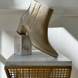 Aurlene ankle booties in gold metallic/croc embossed leather