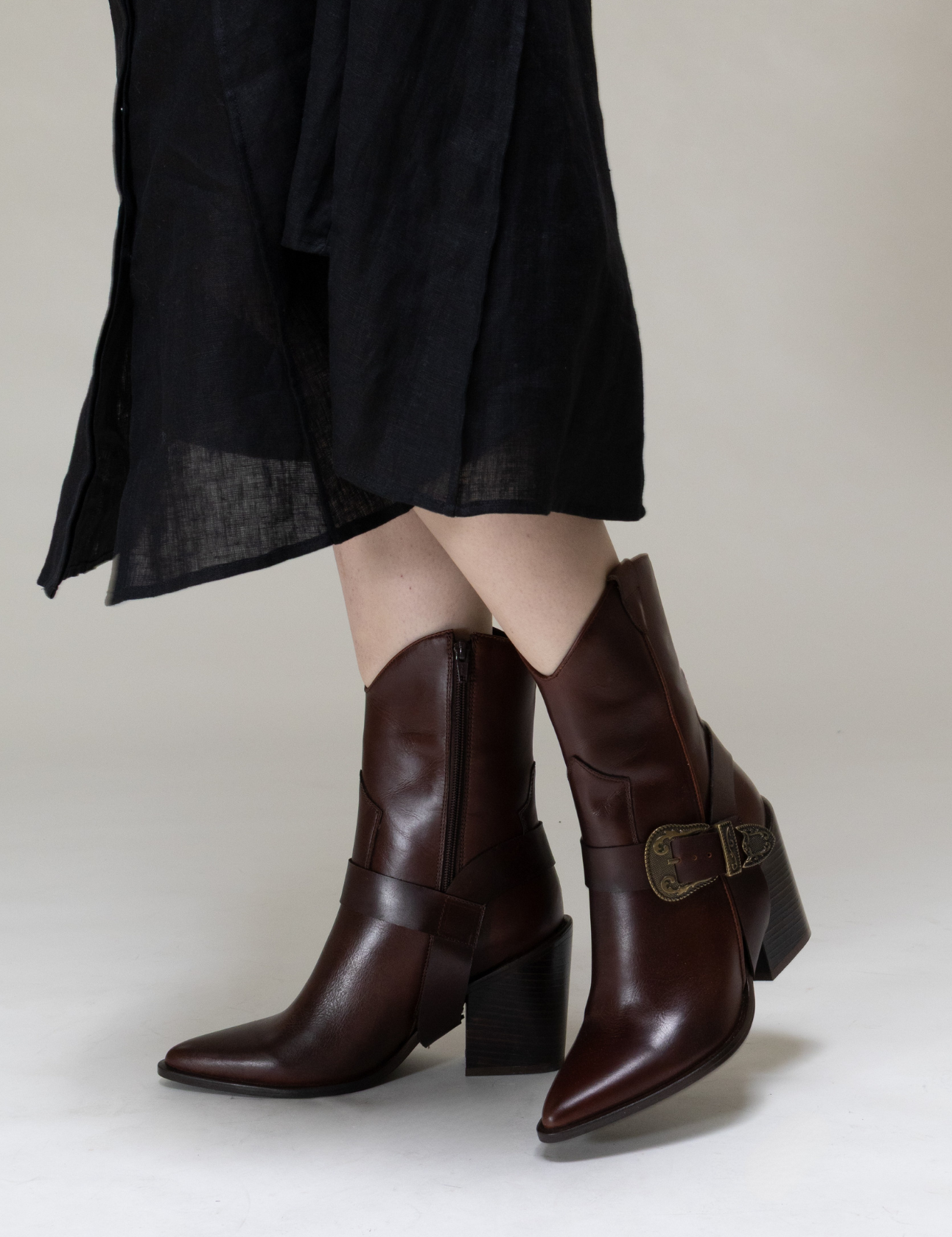 Stivali Fierezza western boots in mahogany leather womens shoes