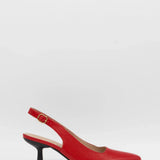 Stivali Lusso slingback kitten heel in red leather