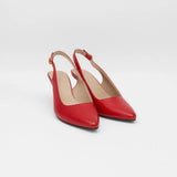 Stivali Lusso slingback kitten heel in red leather