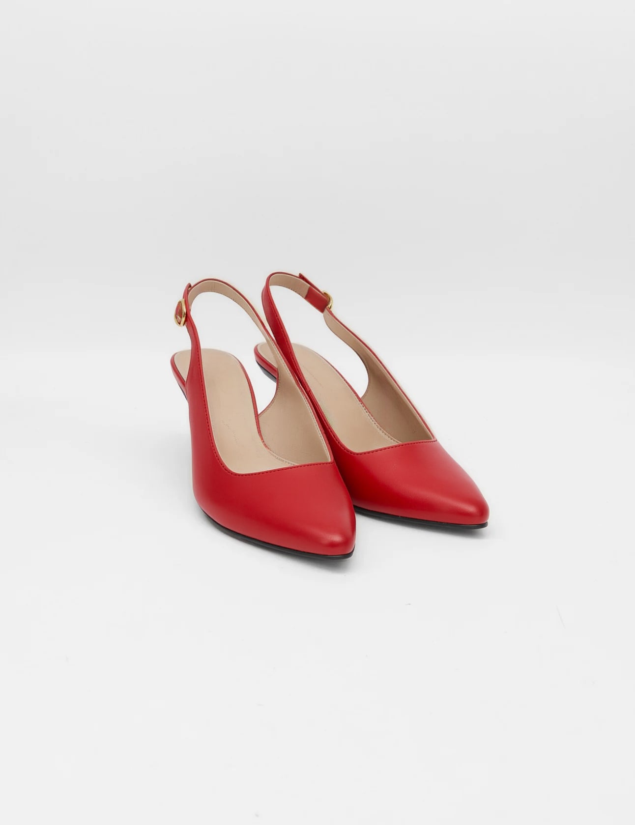 Stivali Lusso slingback kitten heel in red leather