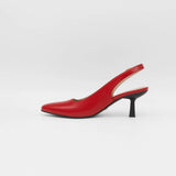 Stivali Lusso slingback kitten heel in red leather