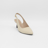 Stivali Lusso slingback kitten heel in ivory leather women's shoes
