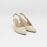 Stivali Lusso slingback kitten heel in ivory leather women's shoes