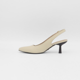 Stivali Lusso slingback kitten heel in ivory leather women's shoes