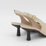 Stivali Lusso slingback kitten heel in ivory leather women's shoes