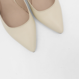 Stivali Lusso slingback kitten heel in ivory leather women's shoes