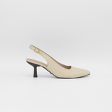 Stivali Lusso slingback kitten heel in ivory leather women's shoes