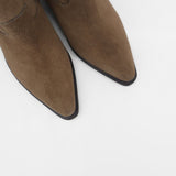 Freedom fringe western cowboy boots in mocha suede leather womens shoes