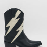 Idol western cowboy boots in black/off white leather women's shoes