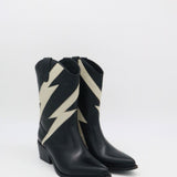 Idol western cowboy boots in black/off white leather women's shoes