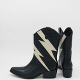 Idol western cowboy boots in black/off white leather women's shoes