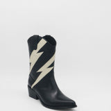 Idol western cowboy boots in black/off white leather women's shoes