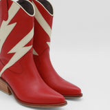 Idol western cowboy boots in red/off white leather women's shoes