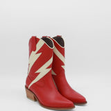 Idol western cowboy boots in red/off white leather women's shoes