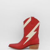 Idol western cowboy boots in red/off white leather women's shoes