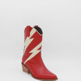 Idol western cowboy boots in red/off white leather women's shoes