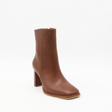 Indigo heeled ankle boots in tan leather womens shoes