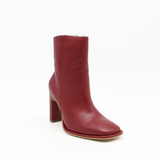 Indigo heeled ankle boots in ruby wine leather