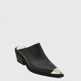 Isabelle western mules in black leather womens shoes