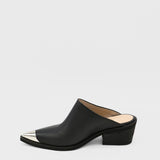 Isabelle western mules in black leather womens shoes