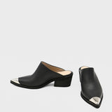 Isabelle western mules in black leather womens shoes