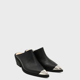 Isabelle western mules in black leather womens shoes