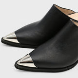 Isabelle western mules in black leather womens shoes