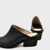 Isabelle western mules in black leather womens shoes