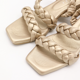 Island braided crochet sandals in gold leather women shoes