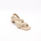 Island braided crochet sandals in gold leather women shoes