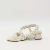 Island braided crochet sandals in off white leather women shoes